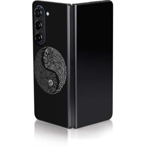 Liquid Blue Yin Yang Music Skulls Galaxy Z Fold5 5G Skin